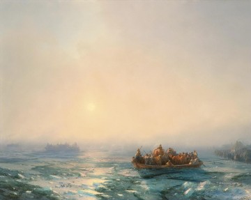 glace dans le dnepr 1872 Romantique Ivan Aivazovsky russe Peinture à l'huile